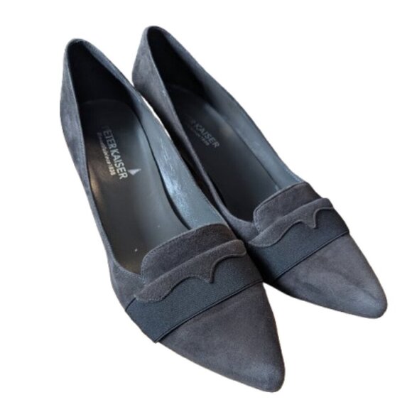 Peter Kaiser Suede Block Heel Pumps | Loafer Style | Brown - Picture 1 of 8